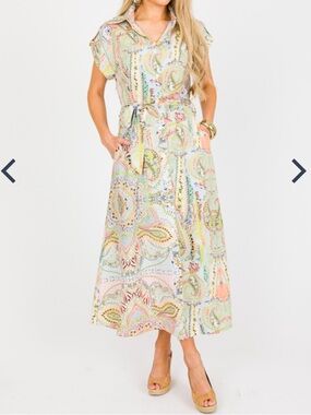 Sunday Up Paisley Mix Shirt Dress Midi